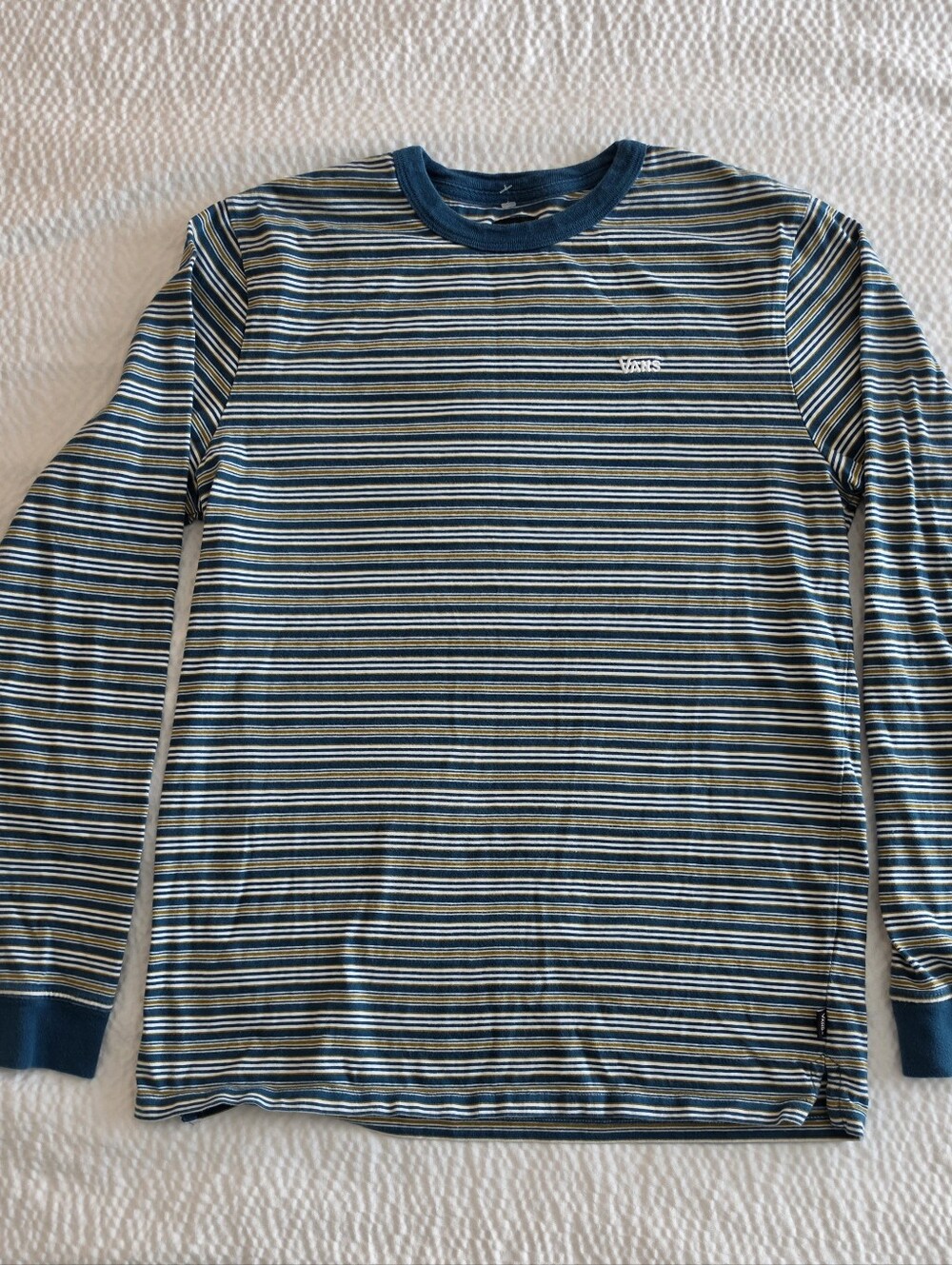 Vans Teal & Navy Striped Long Sleeve Crew Neck Shirt